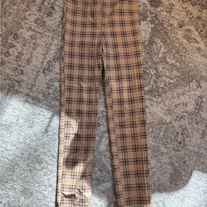 H&M Tan Plaid Straight Leg Pants